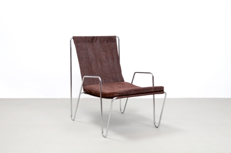 Bruin leren Verner Panton Bachelor chair leather arm chair VAN ONS vintage design furniture Amsterdam